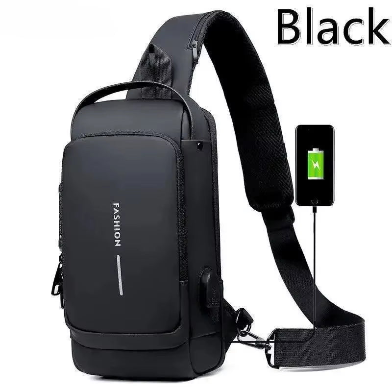 Bolso de hombro USB antirrobo de diseñador multifunción, bandolera de viaje, bandolera, bolso de pecho, marca de lujo para hombre.
