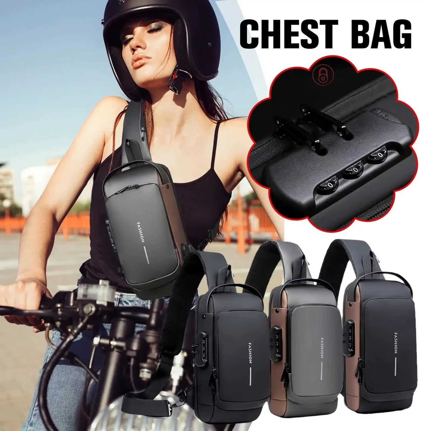 Bolso de hombro USB antirrobo de diseñador multifunción, bandolera de viaje, bandolera, bolso de pecho, marca de lujo para hombre.