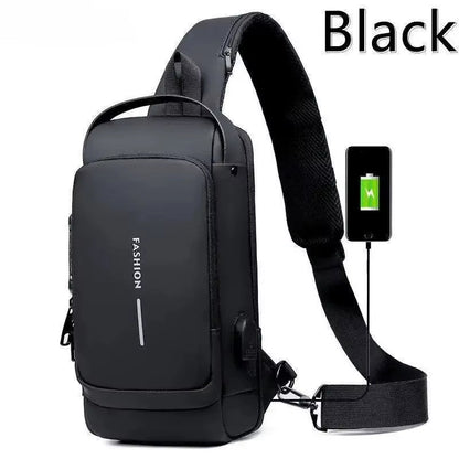 Bolso de hombro USB antirrobo de diseñador multifunción, bandolera de viaje, bandolera, bolso de pecho, marca de lujo para hombre.